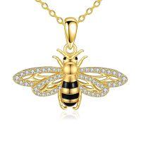 wholesale 925 Sterling Silver & Cubic Zirconia Bee Pendant Necklace - Hypoallergenic Nature Inspired Jewelry Gift for Women-Bee