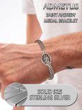 wholesale 925 Sterling Silver Saint Andrew Medal Charm Bracelet with Box Chain for Men Women (Adjustable Length: 6-8 inches)-0-3