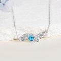 wholesale 925 Sterling Silver Feather Turquoise Pendant Necklace for Women Girls Mothers Day Gift-0-3