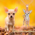 wholesale 925 Sterling Silver Rose Gold Plated Cubic Zirconia Chihuahua Pendant Necklace for Dog Lovers-0-5