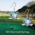 wholesale 925 Sterling Silver Abalone Shell Golf Sport Ball Hook Drop Earrings-0-2