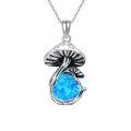 wholesale 925 Sterling Silver Mushroom Necklace Wholesale With Blue Opal Pendant-0-0
