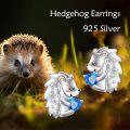 wholesale 925 Sterling Silver Blue Heart Hedgehog Stud Earrings for Women-0-2