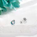 wholesale 925 Sterling Silver Blue Crystal Axolotl Stud Earrings for Women Girls Gifts Jewelry 4g-0-4