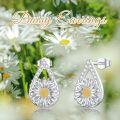 wholesale 925 Sterling Silver Daisy Flower Teardrop Stud Earrings - Elegant Floral  for Her-0-4