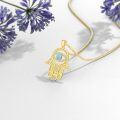 wholesale 18K Gold Plated Evil Eye Hamsa Necklace with Natural Gemstone-0-2