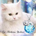 wholesale Cat Birthstone Necklace 925 Sterling Silver Cats Pendant Jewelry Birthday Christmas Gifts For Women Cat Lovers -0-2