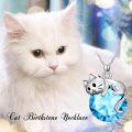 TOUPOP Sterling Silver Cat Birthstone Pendant Necklace Gift for Women-0-2