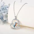 wholesale 925 Sterling Silver Enamel Bird in Heart Pendant Necklace for Women Lover Gifts-0-2