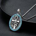 wholesale 925 Sterling Silver Egyptian Eye Of Horus Cross Pendant Necklace  with Turquoise and Black Onyx Stones-0-2