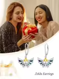 TOUPOP Sterling Silver Abalone Shell Anime Triforce Legend Dangle Earrings-0-1
