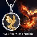 wholesale 925 Sterling Silver Gold Plated Phoenix Pendant Necklace with Black Onyx Stone and Box Chain 45cm Length-0-2