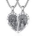 wholesale 925 Sterling Silver Heart Pendant With Saint Joseph And Protect Us Design-0-0