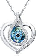 wholesale TOUPOP Evil Eye Necklace For Women Sterling Silver Heart Pendant Jewelry Blue Eye Protection Necklace For Girlfriend Mom Birthday Gift -0-0