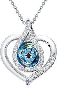wholesale TOUPOP Evil Eye Necklace For Women Sterling Silver Heart Pendant Jewelry Blue Eye Protection Necklace For Girlfriend Mom Birthday Gift -undefined