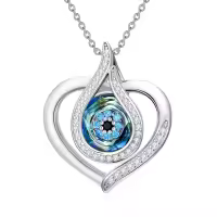 TOUPOP Sterling Silver Blue Evil Eye Heart Pendant Necklace-undefined