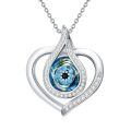 TOUPOP Sterling Silver Blue Evil Eye Heart Pendant Necklace-0-0