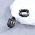 wholesale Black 925 Sterling Silver Viking Runes Huggie Hoop Earrings for Men Norse Pagan -0-1
