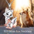 wholesale 925 Sterling Silver Cute Fox Cartoon Pendant Necklace for Women Gifts-0-5
