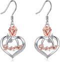wholesale TOUPOP Sister Earrings 925 Sterling Silver Sister Jewelry Sisters Gifts From Sister Sister Dangle Earrings With Rose Flower Birthday Gifts For Sister -0-0