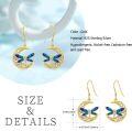 wholesale 925 Sterling Silver Blue Enamel Dragonfly Moon Drop Earrings Irish  for Women Girls-0-1