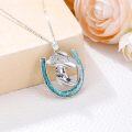 wholesale 925 Sterling Silver 925 Turquoise Inlay Cowboy Boot Horseshoe Pendant Necklace for Women & Girls - Country Western Style Jewelry-0-1