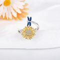 wholesale 925 Sterling Silver Hypoallergenic Sunflower Spinning Ring for Stress Relief, Adjustable Size 7-9, Gift for Her-0-2