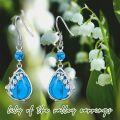 wholesale 925 Sterling Silver Turquoise Teardrop Flower Drop Earrings with Celtic Knot and Lilies of the Valley Design-0-4