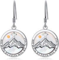 wholesale 925 Sterling Silver Mountain Cross Dangle Earrings Christian s for Her Him-Mustard Seed