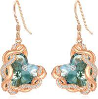 wholesale 925 Sterling Silver Infinity Heart Birthstone Crystal Earrings for Women-03-Mar-Aquamarine Blue