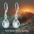 wholesale 925 Sterling Silver Teardrop Moonstone Peridot Black Onyx Rose Quartz Lapis Lazuli Drop Earrings-0-3