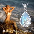 wholesale 925 Sterling Silver Teardrop Mermaid Pendant with Blue Opal and Moonstone Necklace-0-4