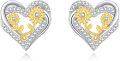 wholesale 925 Sterling Silver Heart-Shaped Sunflower Stud Earrings with Cubic Zirconia Stones - Elegant s for Women-0-0