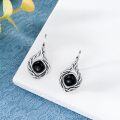 wholesale 925 Sterling Silver Black Onyx Celtic Knot Vintage Earrings for Women-0-1