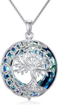 wholesale TOUPOP Tree Of Life Necklace Celtic Knot Moon Necklace 925 Sterling Silver Crystal Pendant Necklace Tree Of Life Jewelry For Mother Women Wife Friend Birthday Gifts Christmas Gifts Mothers Day Gifts -undefined