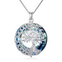 TOUPOP Sterling Silver Crystal Tree Of Life Celtic Knot Moon Pendant Necklace-undefined