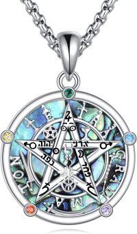 wholesale 925 Sterling Silver Pentagram Hecate Amulet Talisman Necklaces with Gemstones and Chain for Women's Spiritual Protection  -Tetragrammaton