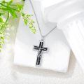 wholesale 925 Sterling Silver Faith Cross Pendant Necklace Blue Sandstone White Gold Plated-0-7