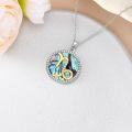 wholesale 925 Sterling Silver Abalone Shell Natural Cubic Zirconia Scorpio Zodiac Necklace 12 Constellation Coin Pendant-0-2