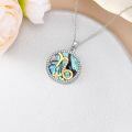 wholesale 925 Sterling Silver Abalone Shell Natural Cubic Zirconia Scorpio Zodiac Necklace 12 Constellation Coin Pendant-0-2