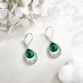 wholesale 925 Sterling Silver Green Crystal Teardrop Celtic Knot Leverback Drop Earrings Irish Jewelry-0-3