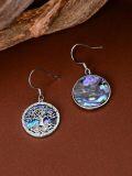 wholesale 925 Sterling Silver Abalone Shell Tree Of Life Dangle Earrings for Women's Gifts-0-2