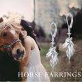 wholesale 925 Sterling Silver Hypoallergenic Dangle Horse Head Drop Earrings with Cubic Zirconia Stones for Women-0-5