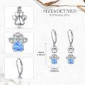 wholesale 925 Sterling Silver Blue Crystal Heart Dog Cat Paw Print Dangle Earrings for Women-0-4