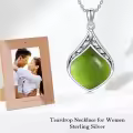 TOUPOP Sterling Silver Natural Gemstone Teardrop Pendant Necklace-0-4