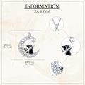 wholesale 925 Sterling Silver Black Enamel Raccoon on Crescent Moon Star Charm Pendant Necklace-0-2