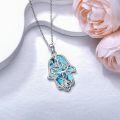 wholesale 925 Sterling Silver Tree of Life Turquoise Stone Hamsa Hand Evil Eye Pendant Necklace-0-2