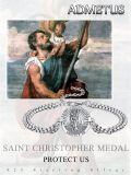 wholesale 925 Sterling Silver Saint Christopher Protect Us Charm Bracelet with 3+2 Extender Chain for Men Women Boys Girls  (Silver)-0-5