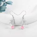wholesale 925 Sterling Silver Pink Tulip Pearl Drop Earrings Floral  for Women-0-3