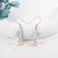 wholesale 925 Sterling Silver Pink Tulip Pearl Drop Earrings Floral  for Women-0-3